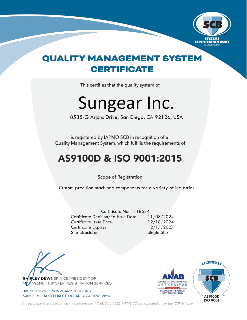 ISO Certificate